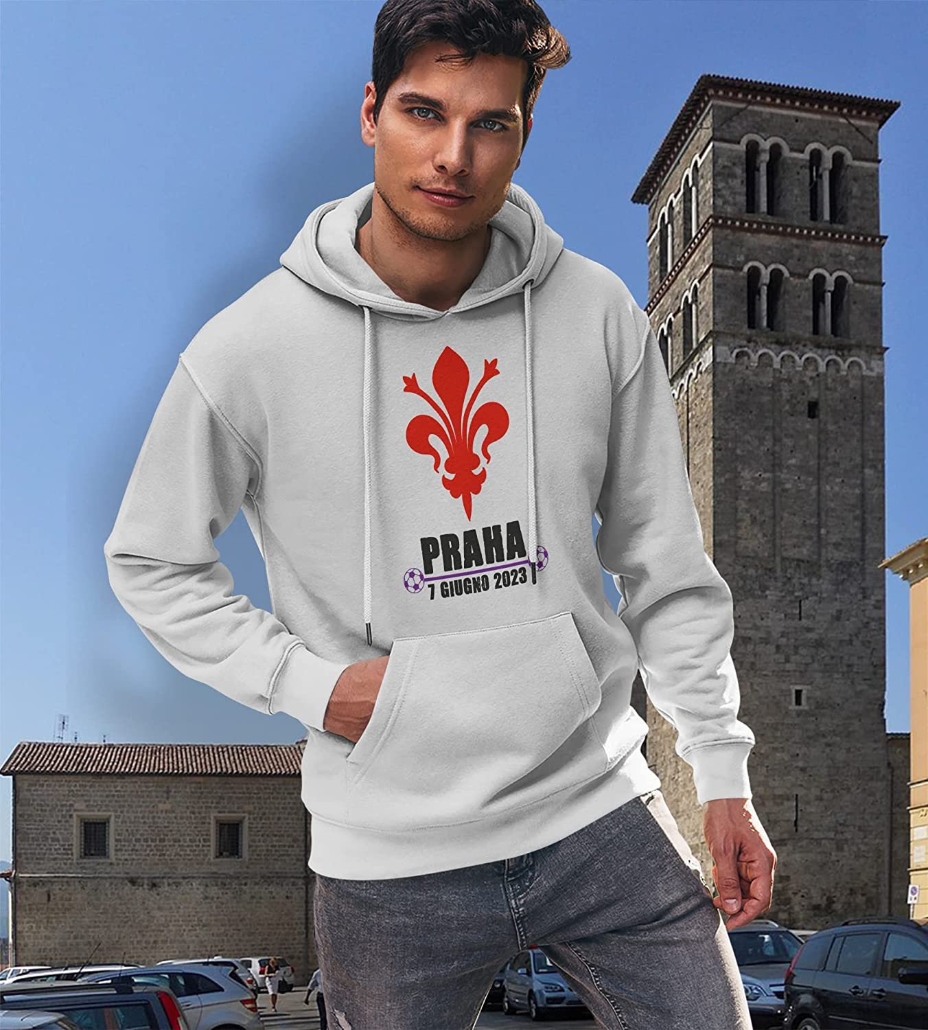 Settantallora - Felpa Cappuccio Uomo Fiorentina Maglia Celebrativa Finale di Conference. T-Shirt per Veri Supporter della Viola 2 Settantallora - Felpa Cappuccio Uomo Fiorentina Maglia Celebrativa Finale di Conference. T-Shirt per Veri Supporter della Viola - immagine 2