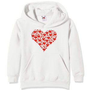 Felpa Cappuccio Bambino- J147 Cuore Heart Amore Love San Valentino