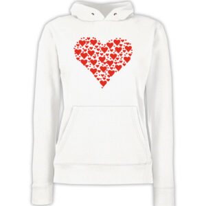 Felpa Cappuccio Donna - J147 Cuore Heart Amore Love San Valentino