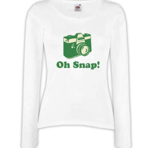 T-shirt manica lunga donna - J124 Oh Snap! Scatto Macchina Fotografica Foto retrò