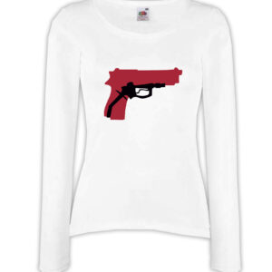 T-shirt manica lunga donna - J129 Pistola Gun Arma da fuoco Grilletto Proiettile