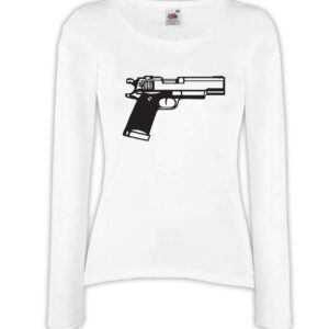 T-shirt manica lunga donna - J133 Pistola Gun Proiettile Grilletto Arma da fuoco