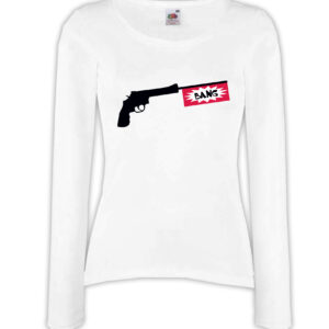 T-shirt manica lunga donna - J134 Pistola Fuoco Funny Bang Gun ironic