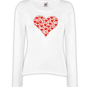 T-shirt manica lunga Donna - J147 Cuore Heart Amore Love San Valentino