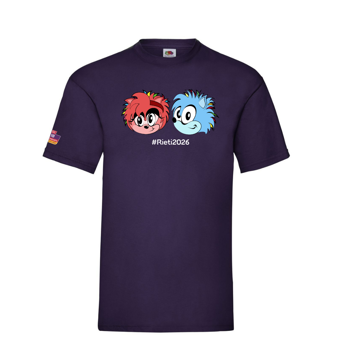 T-shirt Ufficiale Mascotte Velino & Sabina – Rieti 2026 European Athletics U18 1 T-shirt Ufficiale Mascotte Velino & Sabina – Rieti 2026 European Athletics U18