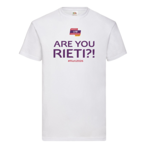 T-shirt ufficiale “Are You Rieti?!” – European Athletics U18 Championships Rieti 2026