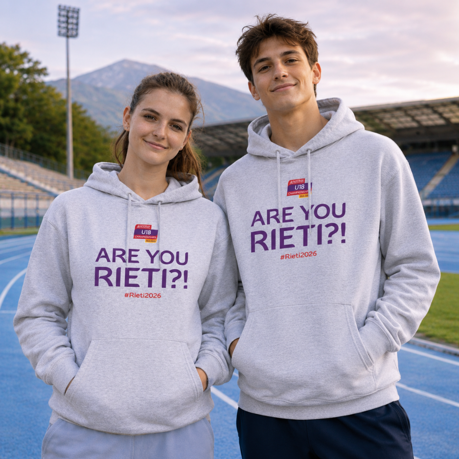 Felpa ufficiale “Are You Rieti?!” – European Athletics U18 Championships Rieti 2026 3 Felpa ufficiale “Are You Rieti?!” – European Athletics U18 Championships Rieti 2026 - immagine 3