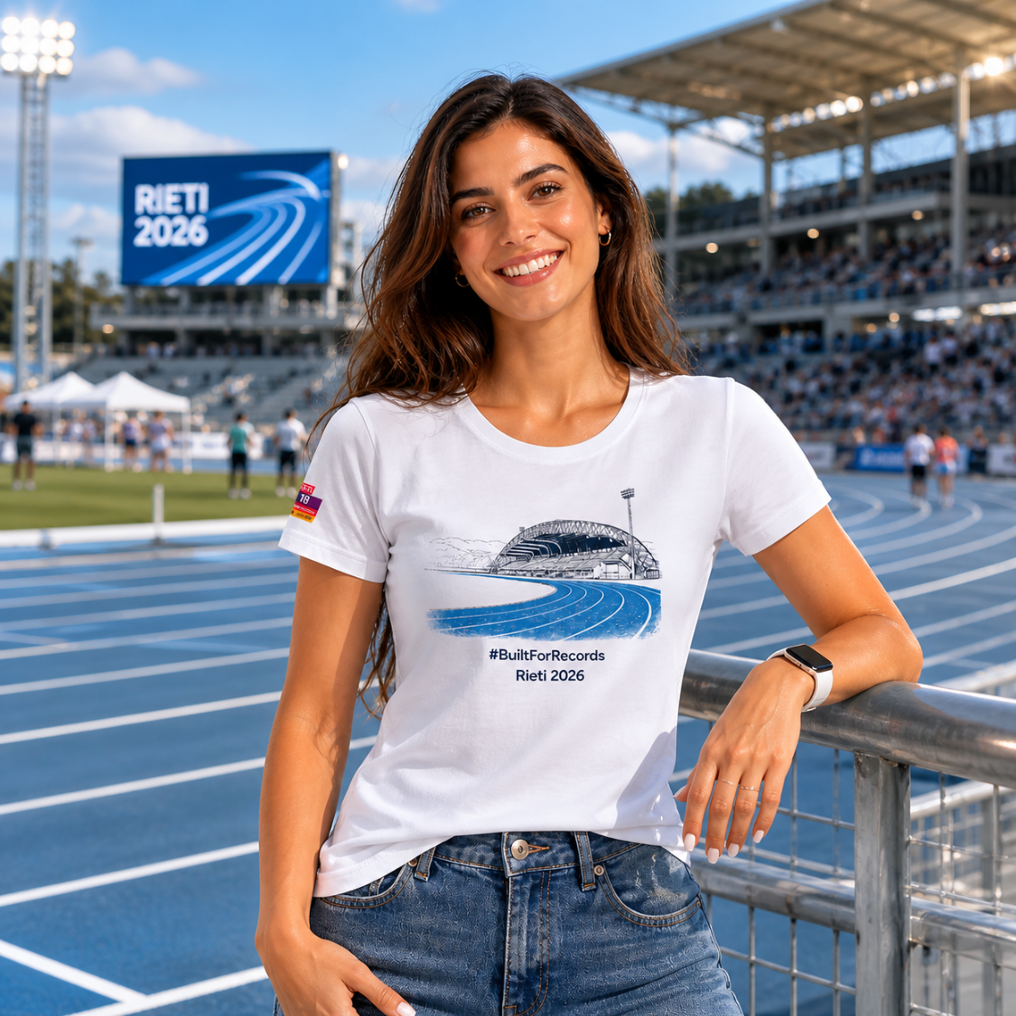 T-shirt Donna Stadio Guidobaldi Rieti 2026 – Edizione Ufficiale Atletica Europea U18 4 T-shirt Donna Stadio Guidobaldi Rieti 2026 – Edizione Ufficiale Atletica Europea U18 - immagine 4
