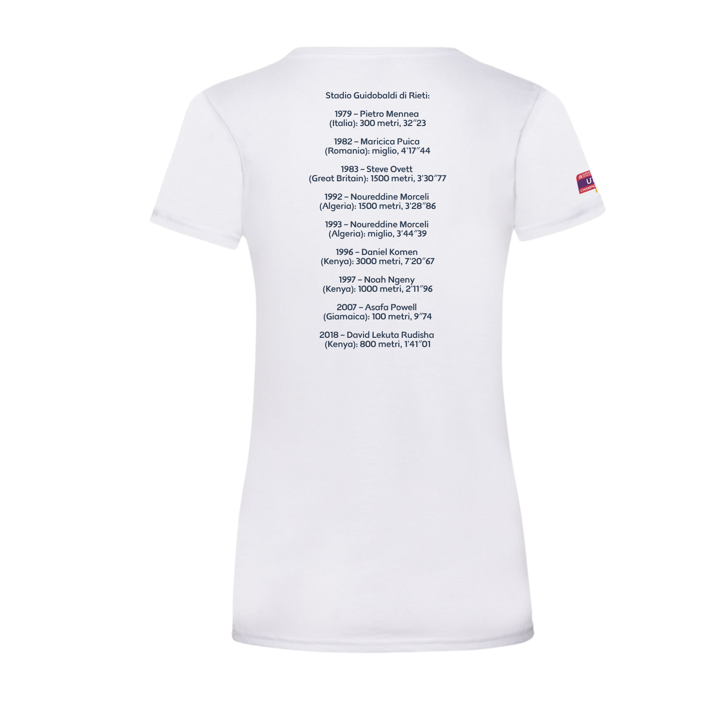 T-shirt Donna Stadio Guidobaldi Rieti 2026 – Edizione Ufficiale Atletica Europea U18 2 T-shirt Donna Stadio Guidobaldi Rieti 2026 – Edizione Ufficiale Atletica Europea U18 - immagine 2
