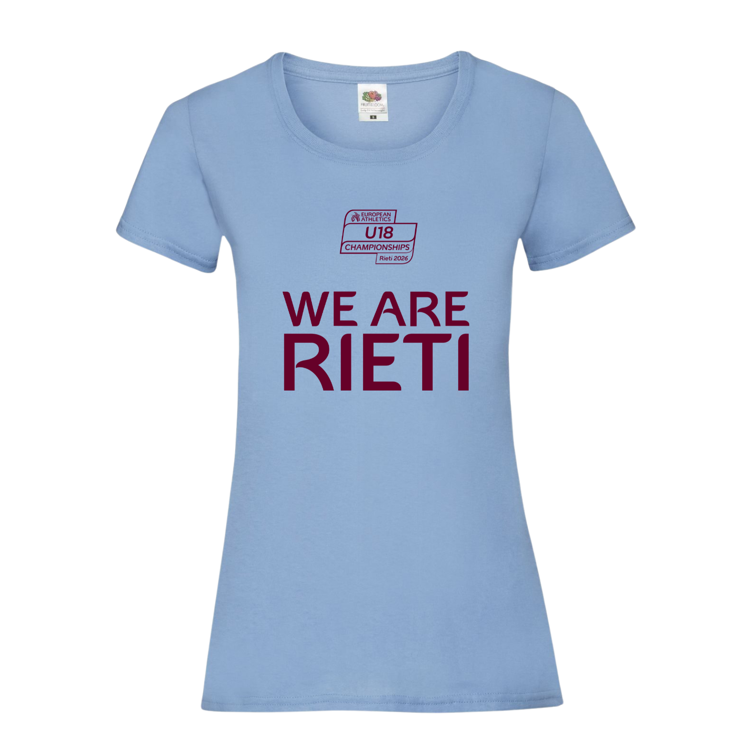 T-shirt donna ufficiale We Are Rieti – European Athletics U18 Championships Rieti 2026 1 T-shirt donna ufficiale We Are Rieti – European Athletics U18 Championships Rieti 2026