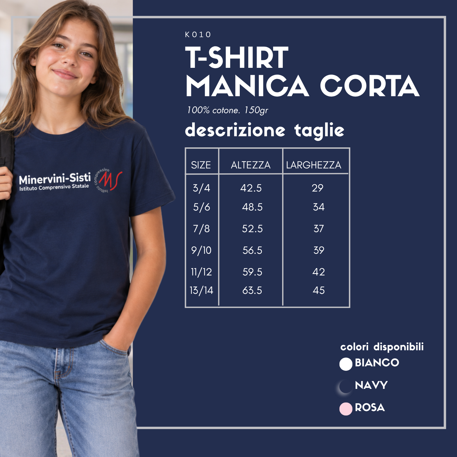 T-shirt manica corta Bambino Istituto Comprensivo Statale “Minervini-Sisti” 2026/2027 – K010 2 T-shirt manica corta Bambino Istituto Comprensivo Statale “Minervini-Sisti” 2026/2027 – K010 - immagine 2