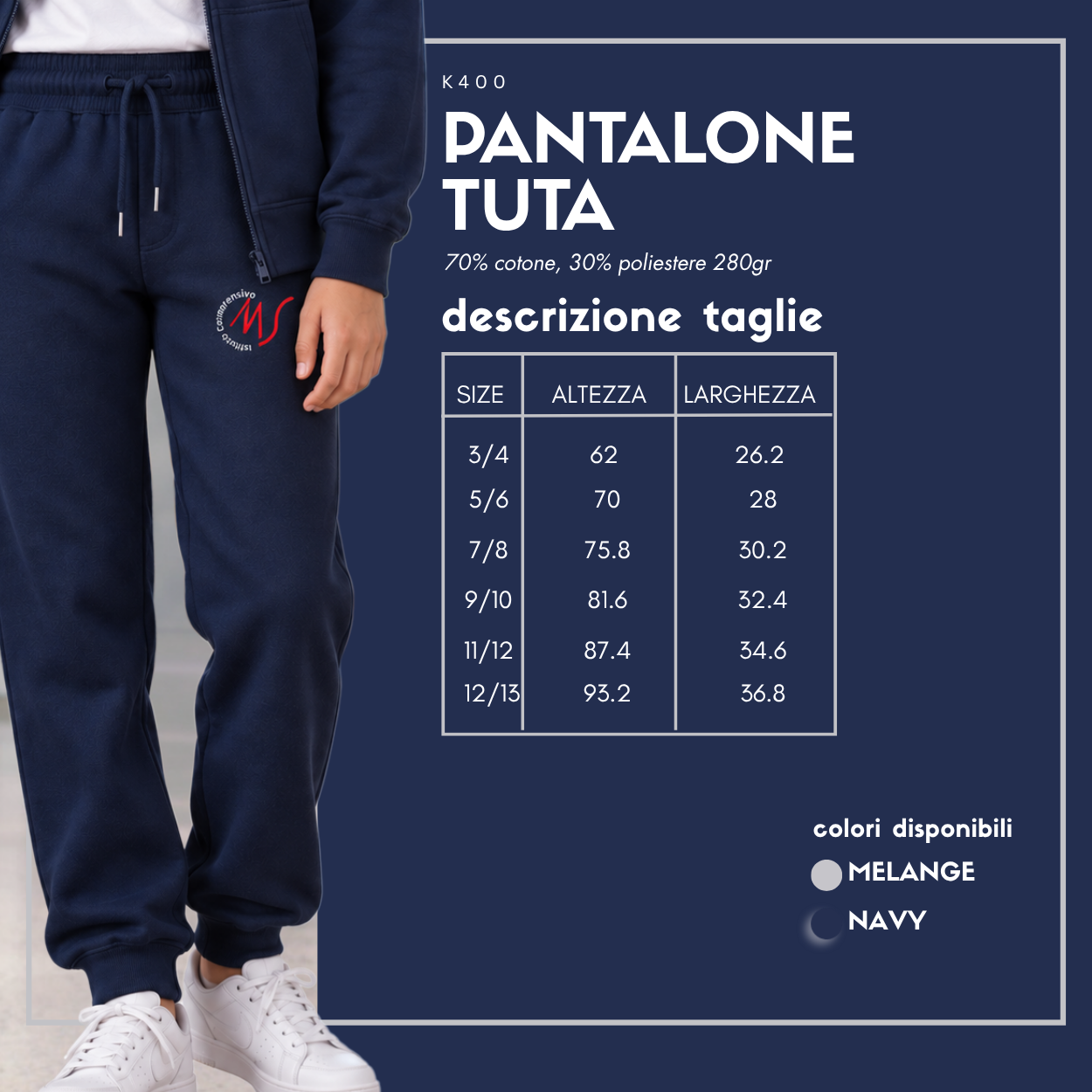 Pantalone della tuta bambino Istituto Comprensivo Statale “Minervini-Sisti” 2026/2027 – K400 2 Pantalone della tuta bambino Istituto Comprensivo Statale “Minervini-Sisti” 2026/2027 – K400 - immagine 2